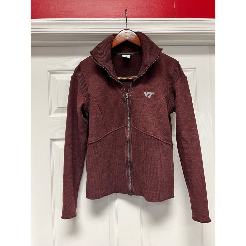 Virginia Tech Columbia Burgundy Zip Up Sweater Sweatshirt sz L EUC